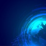 global earth blue technology digital background design